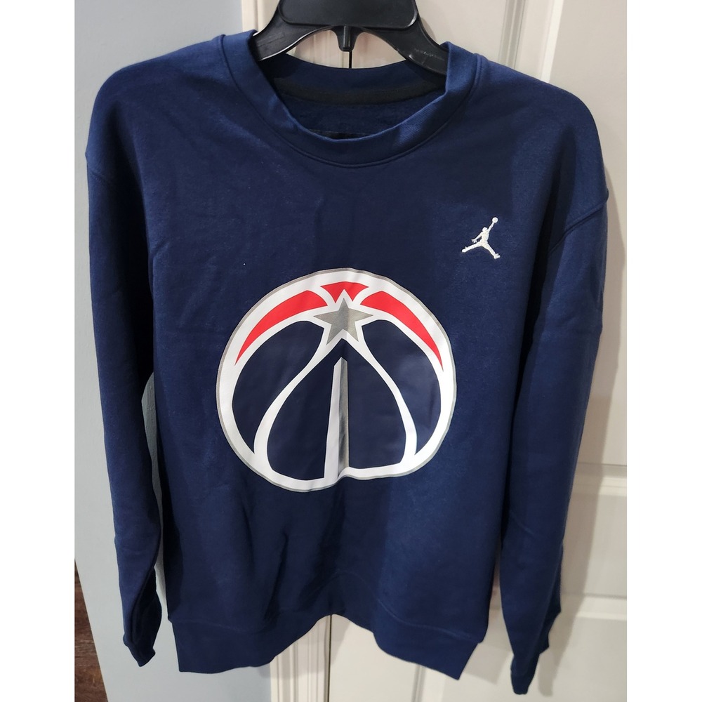 Jordan NBA Washington Wizards Crewneck Sweatshirt Navy Blue Mens Pullover S